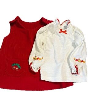 Vintage carters 18 month shirt & custom red cord vintage dress